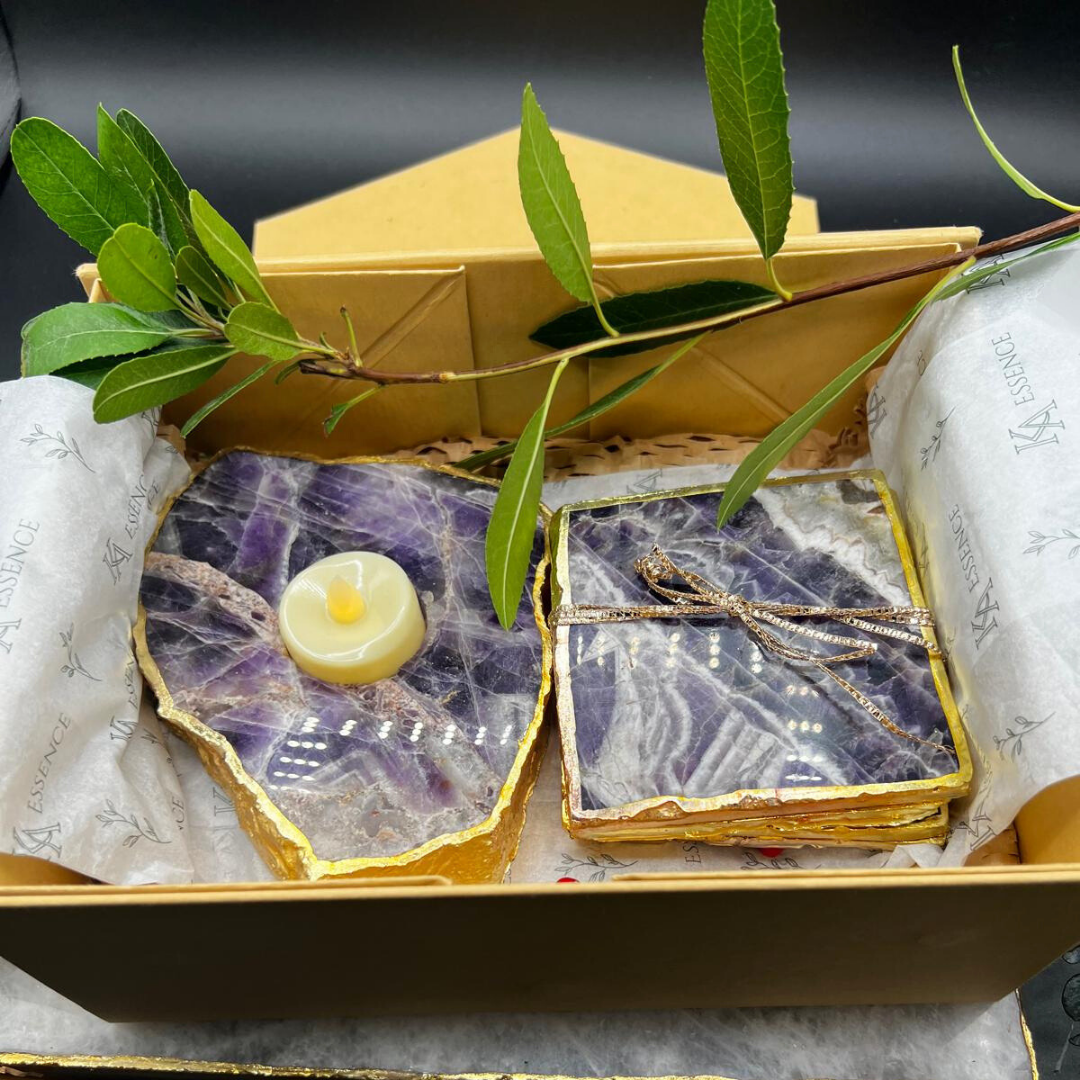 Luxe Coaster and T-light Duo (Semi-Precious Stone and T-Light)
