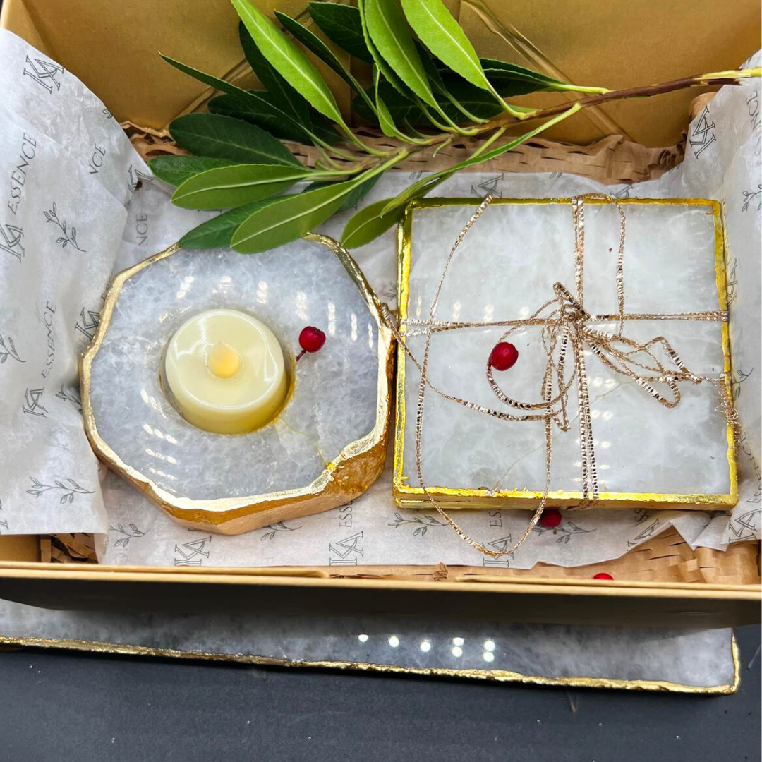 Luxe Coaster and T-light Duo (Semi-Precious Stone and T-Light)