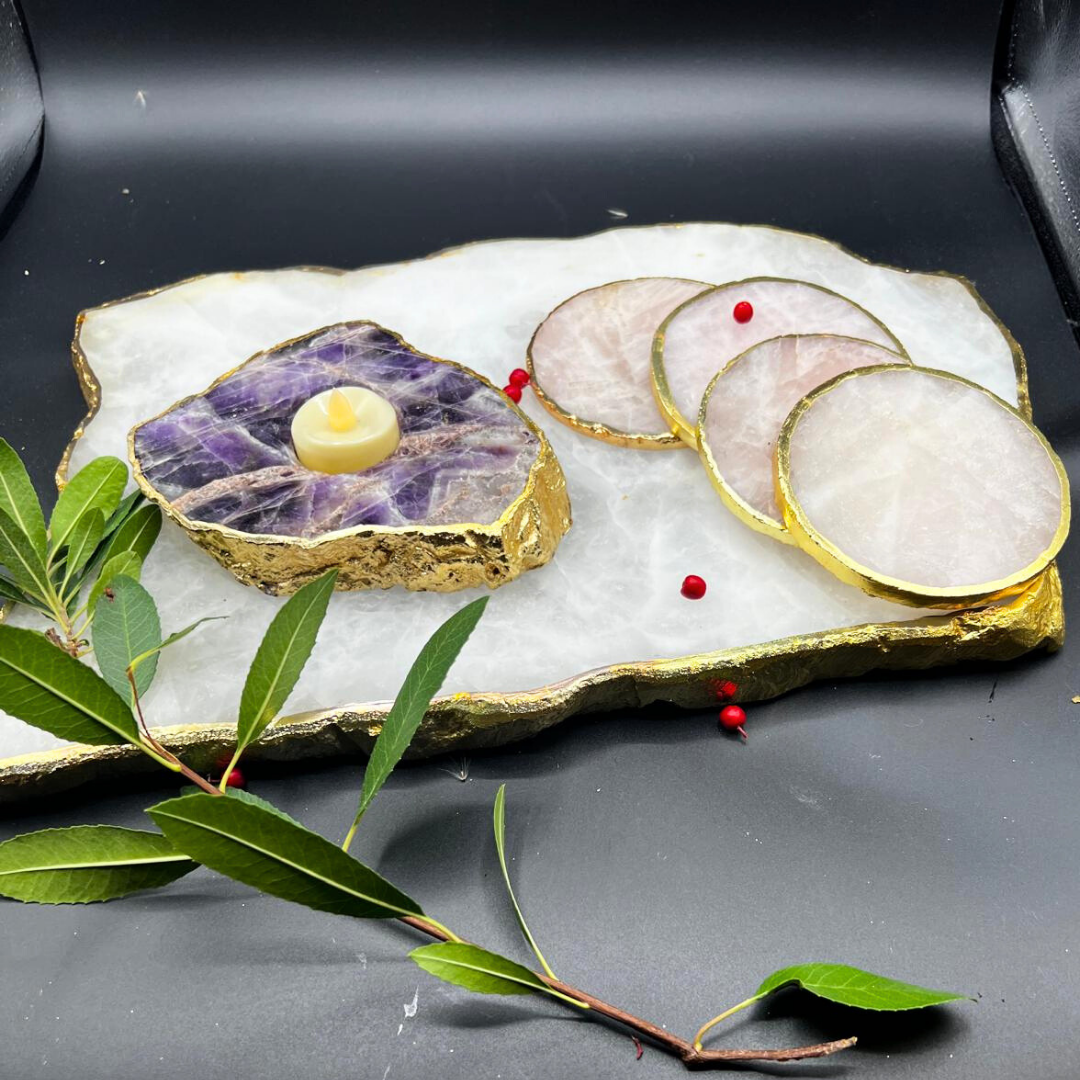 Luxe Coaster and T-light Duo (Semi-Precious Stone and T-Light)