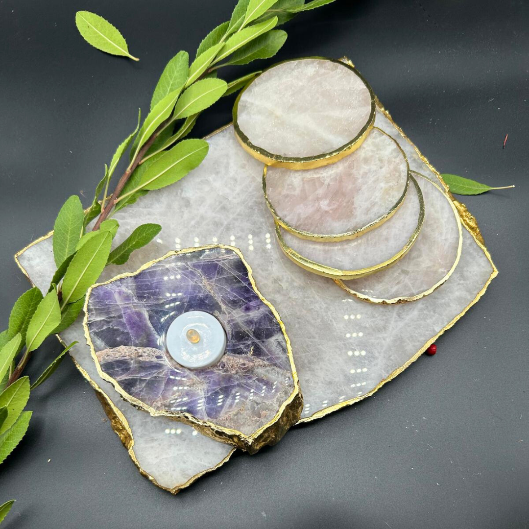 Luxe Coaster and T-light Duo (Semi-Precious Stone and T-Light)
