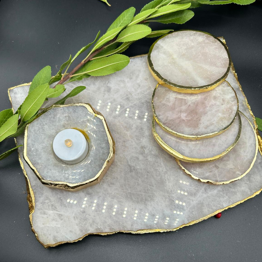 Luxe Coaster and T-light Duo (Semi-Precious Stone and T-Light)