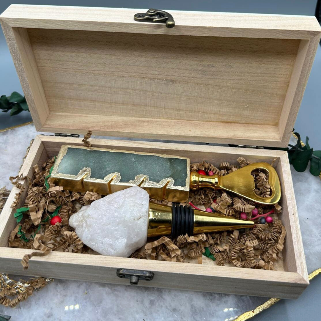 LUXE BAR DUO (Semi-Precious Stone Bottle Opener and Cork)