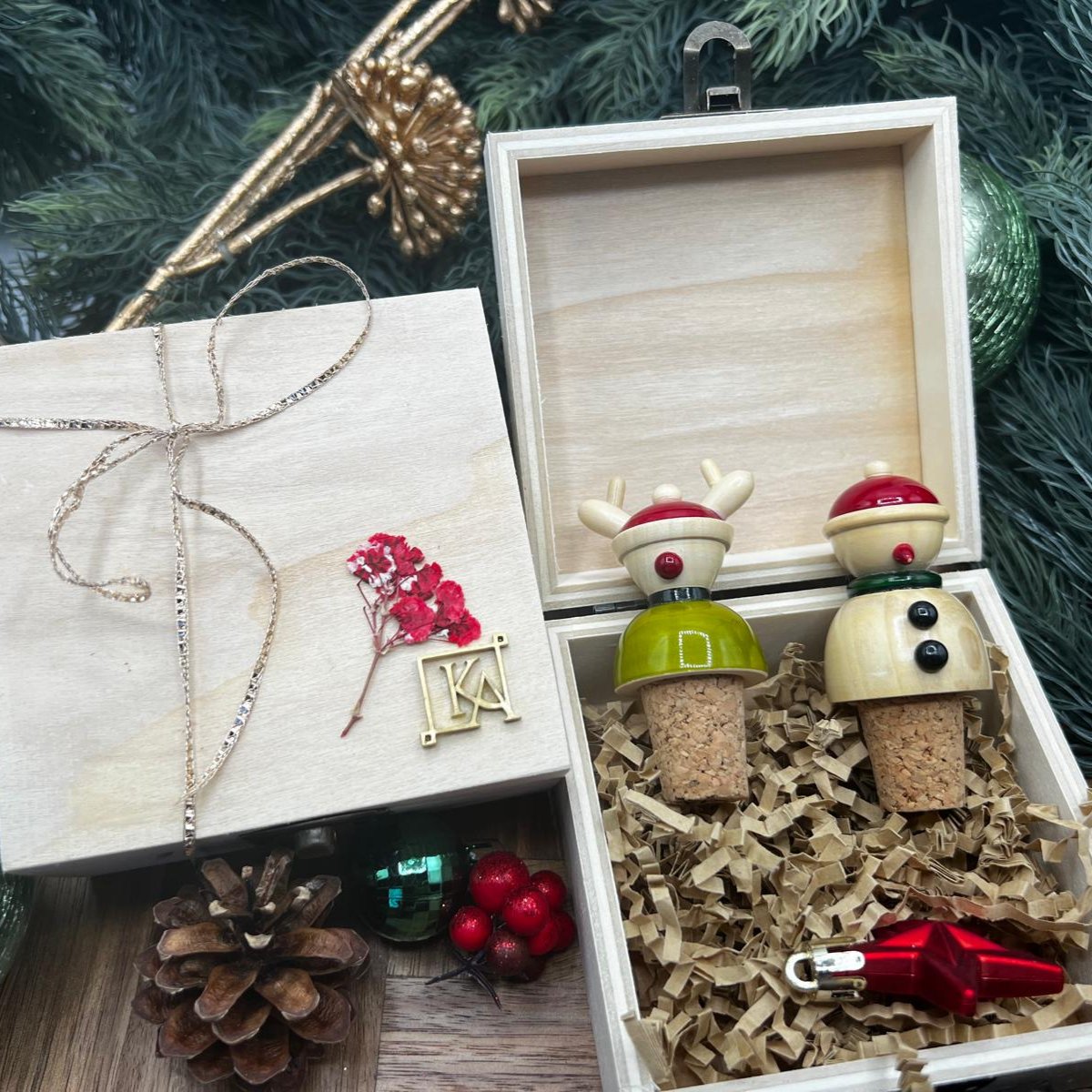 Snowman & Reindeer Bottle Corks